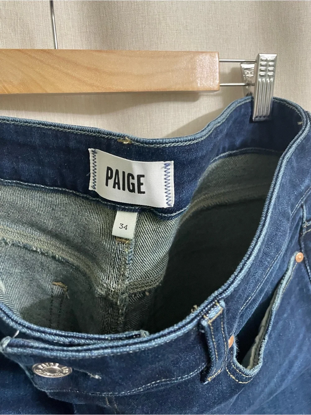 PAIGE High Rise Manhattan Slim Bootcut Jeans Size 34 32” NWT